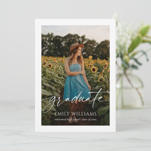 Modernes Skriptüberlagerungs-Abschluss mit zwei Fo Ankündigung (Stehend Vorderseite)