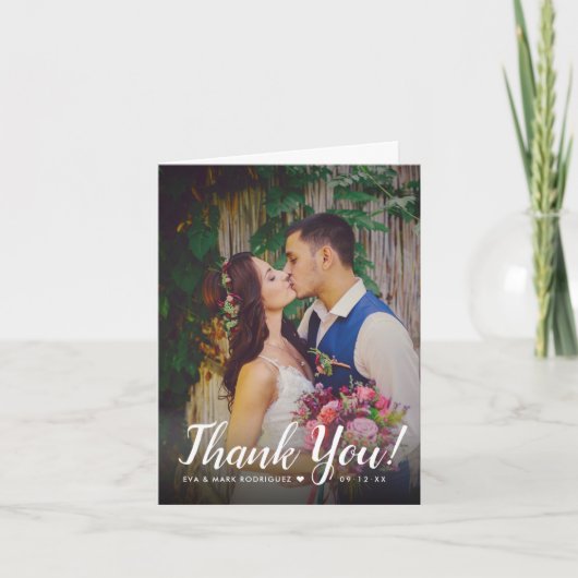Modernes Skriptüberlagerungs-Foto Dankeskarte (Vorderseite)