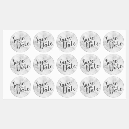 Modernes SkriptWedding marble die Datumsmarken spe Etiketten (Blatt)