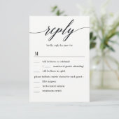 Modernes SkriptWedding RSVP mit Menüoptionen Einladung (Stehend Vorderseite)