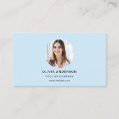 Modernes Sky Blue Foto mit QR Code Social Media Visitenkarte (Vorderseite)