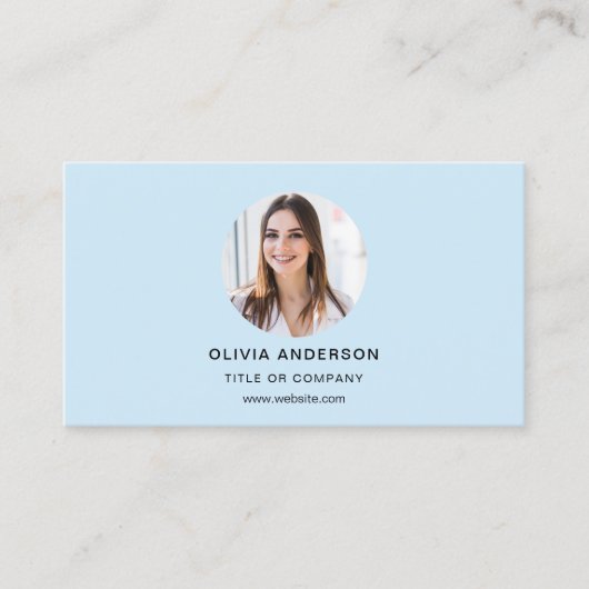 Modernes Sky Blue Foto mit QR Code Social Media Visitenkarte (Vorderseite)