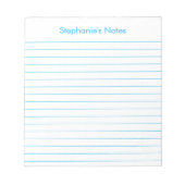 Modernes Sky Blue Lined Personalisiert Notepad Notizblock (Vorderseite)