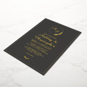 Modernes Slate Gray Monogram Foto Wedding Gold Folieneinladung (Gedreht)