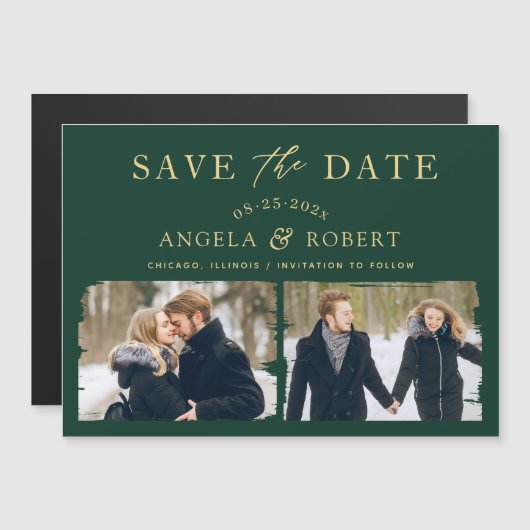 Modernes Smaragdgrün 2 Foto Speichern Sie das Datu Magnetkarte (Vorne/Hinten)