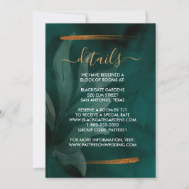 Modernes Smaragdgrün und Blätter Einschließung Einladung