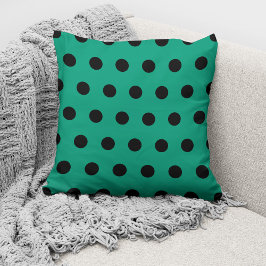 Modernes Smaragdgrünes Schwarz Polka Dots Muster Kissen