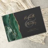 Modernes Smarald Green Agate Gold Script dunkel Gästebuch