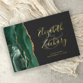 Modernes Smarald Green Agate Gold Script dunkel Gästebuch