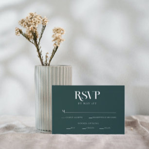 Modernes Smarald Green Chic Bold Text Wedding RSVP Begleitkarte