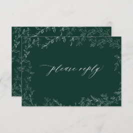 Modernes Smarald Green Elegant Leaf Wedding RSVP