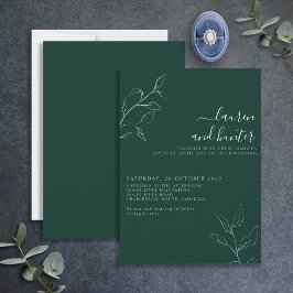 Modernes Smarald Green Script Botanical Wedding In Einladung