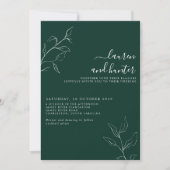 Modernes Smarald Green Script Botanical Wedding In Einladung (Vorderseite)