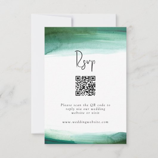 Modernes Smarald Watercolor Wedding RSVP Karte (Vorderseite)
