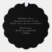 Modernes Snowberry Greenery Wreath Black Foto Ornament Karte (Rückseite)