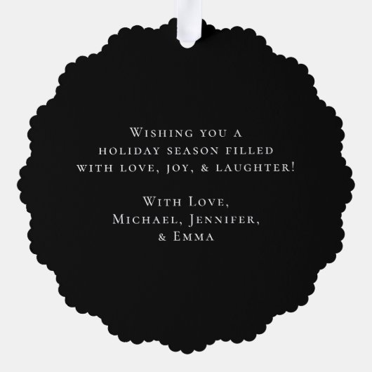 Modernes Snowberry Greenery Wreath Black Foto Ornament Karte (Rückseite)