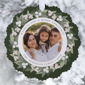 Modernes Snowberry Greenery Wreath Foto Ornament Karte