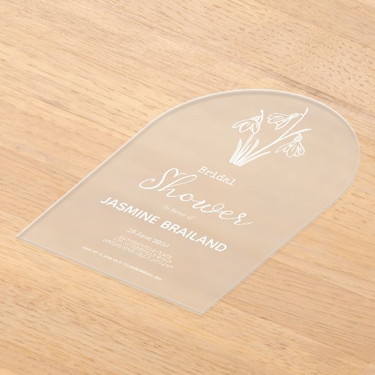 Modernes Snowdropp Winter Brautparty Acryleinladungen (Ablage )