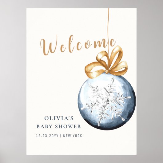 Modernes Snowflake Babydusche Willkommenspender Poster (Vorne)
