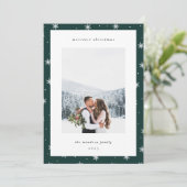 Modernes Snowflake-Border-Foto Feiertagskarte (Stehend Vorderseite)