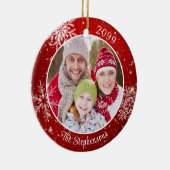 Modernes Snowflake Foto Red White Personalisiert Keramik Ornament (Rechts)