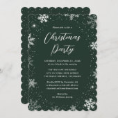 Modernes Snowflake Grünes Weihnachtsfest Party Einladung (Vorne/Hinten)
