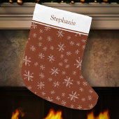 Modernes Snowflake Muster Mit Monogramm Red Großer Weihnachtsstrumpf