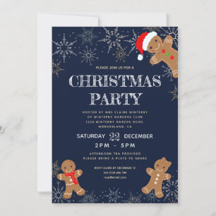 Modernes Snowflake Navy Weihnachts-Party Einladung