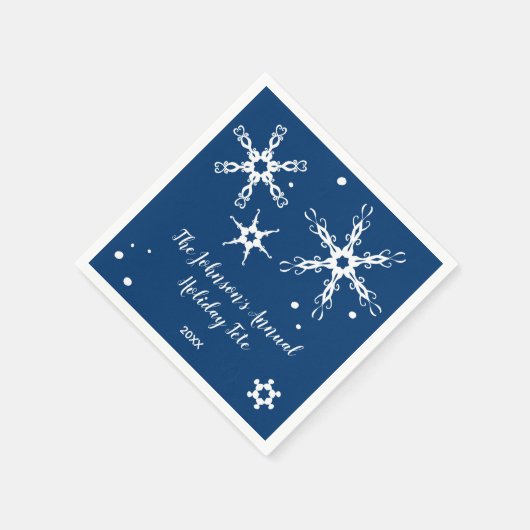 Modernes Snowflake Personalisierter Event Napoleon Serviette (Ecke)