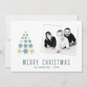 Modernes Snowflake Weihnachtsbaum Foto Feiertagskarte (Vorderseite)