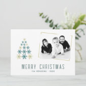 Modernes Snowflake Weihnachtsbaum Foto Feiertagskarte (Stehend Vorderseite)