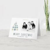 Modernes Snowflake Weihnachtsbaum Foto Feiertagskarte (Vorderseite)