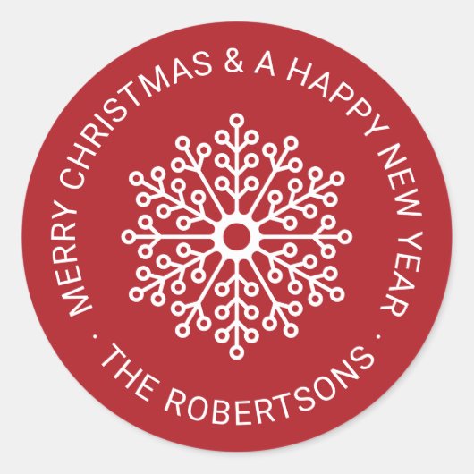 Modernes Snowflake Weihnachtsgeschenk Tag Stickers (Vorderseite)