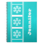 Modernes Snowflakes-Notebook, Aqua Notizblock (Vorderseite)