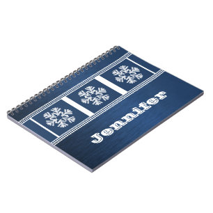 Modernes Snowflakes-Notebook, blau Notizblock