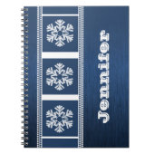 Modernes Snowflakes-Notebook, blau Notizblock (Vorderseite)