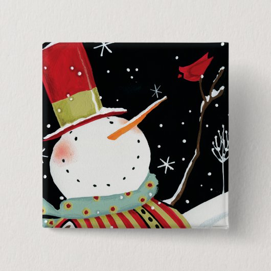 Modernes Snowmen-Winter-Zuhause Button (Vorderseite)