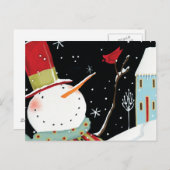 Modernes Snowmen-Winter-Zuhause Postkarte (Vorne/Hinten)