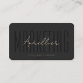 Modernes Social Media Manager Black Gold Marketing Visitenkarte (Vorderseite)