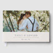 Modernes Soft Beige und Silver Wedding Foto Gästebuch (Vorderseite)