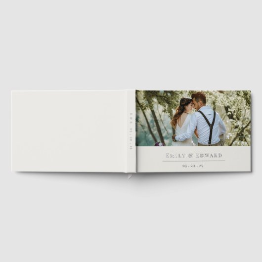 Modernes Soft Beige und Silver Wedding Foto Gästebuch (Voll)