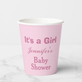 Modernes Soft Pink Niedlich. Es ist eine Girl Baby Pappbecher