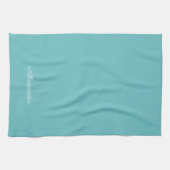 Modernes Solid Aquamarin Blue Template Weiße Schri Geschirrtuch (Horizontal)