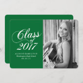 Modernes Solid Green | Ankündigung des Abschlusses (Vorne/Hinten)