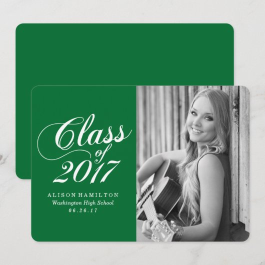 Modernes Solid Green | Ankündigung des Abschlusses (Vorne/Hinten)