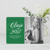 Modernes Solid Green | Ankündigung des Abschlusses (Stehend Vorderseite)