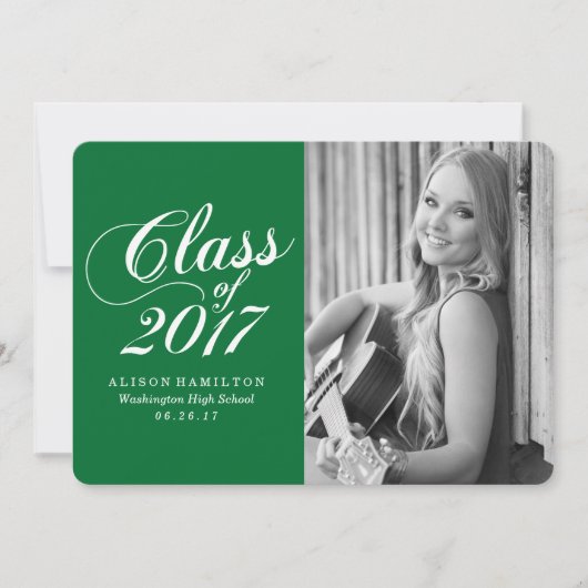 Modernes Solid Green | Ankündigung des Abschlusses (Vorderseite)