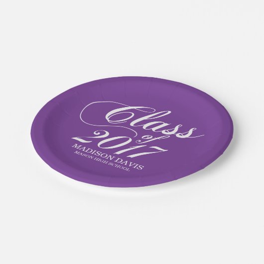 Modernes Solid Lila | Abschluss Pappteller (Schrägansicht)