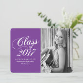 Modernes Solid Lila | Ankündigung des Abschlusses (Stehend Vorderseite)