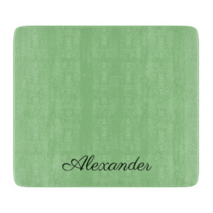 Modernes Solid Sage Green Template Schwarzes Skrip Schneidebrett